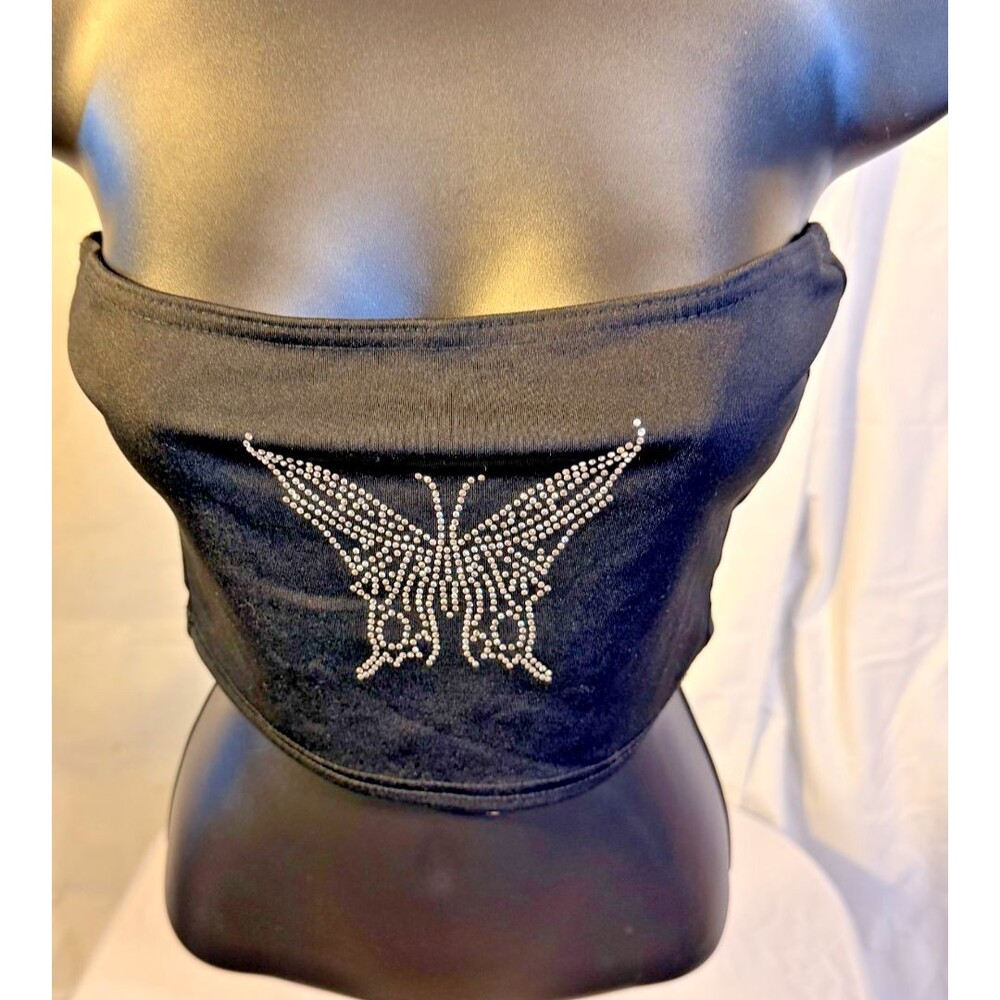 Black Butterfly Crop Top Vintage Y2K Dark Fairy Goth Whimsygoth Women’s Medium M